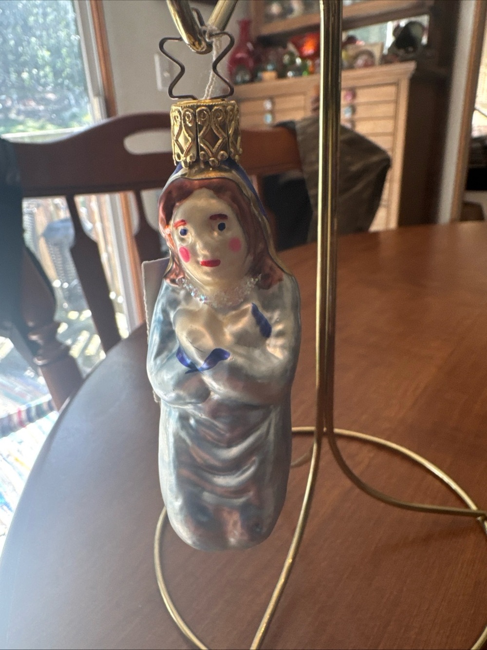 Hand-Painted Blown glass kneeling Madonna ornament by Old World Christmas
